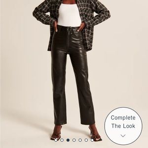 Abercrombie Vegan Leather 90s Straight Pants Black Curve Love